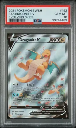 2021 POKEMON SWORD & SHIELD EVOLVING SKIES #192 FULL ART/DRAGONITE V PSA 10 - Image 1