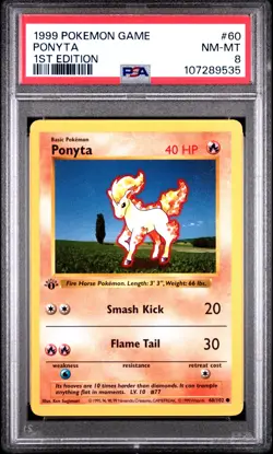 PSA 8 NM/MT 1999 POKEMON GAME #60 PONYTA 1ST EDITION ENGLISH - Image 1