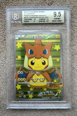 Pokemon Mega Charizard Y Poncho-Wearing Pikachu 208/XY-P Promo Japanese BGS 9.5 - Image 1