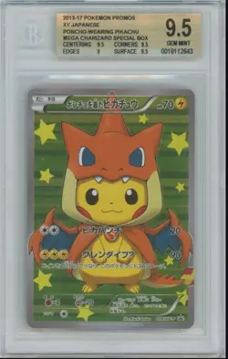 Pokemon Mega Charizard Y Poncho-Wearing Pikachu 208/XY-P Promo Japanese BGS 9.5 - Image 2