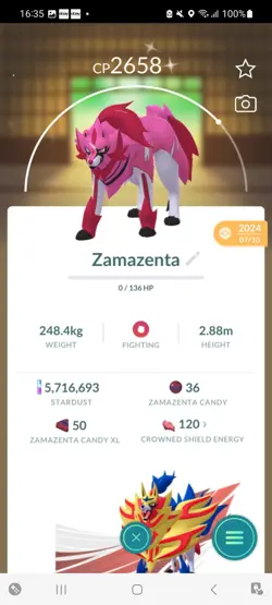 Pokemon Go Legendary Shiny Zamazenta - Image 1
