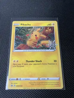 Pokemon Pikachu TCG Snowflake Promo SWSH153 Holo Card NM Condition - Image 1