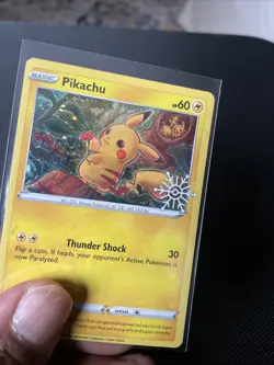 Pokemon Pikachu TCG Snowflake Promo SWSH153 Holo Card NM Condition - Image 2