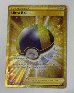 Pokemon TCG Ultra Ball Secret Rare Gold Brilliant Stars Holo Card 186/172 - Image 1