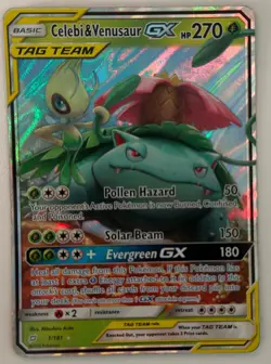 CELEBI & VENUSAUR GX 1/181 TEAM UP TAG TEAM POKEMON CARD - Light Play Excellent - Image 1