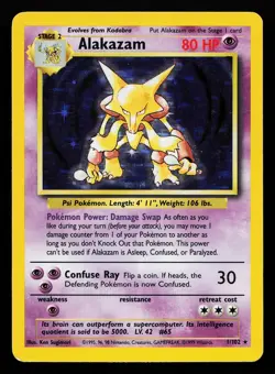 Alakazam 1/102 Holo Rare Base Set Pokemon Card - Image 1