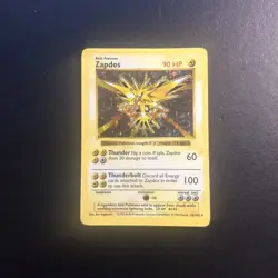 Zapdos 16/102 Base Set Pokemon Card Shadowless Heavily Played HP - Image 1
