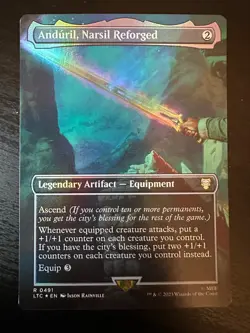 Anduril, Narsil Reforged (Borderless) Commander: the Lord of the Rings Foil NM - Image 1