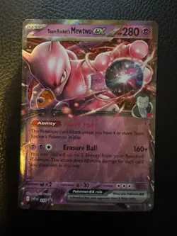 Pokemon TCG Team Rocket’s Mewtwo EX SVP 216 SVP Promo Near Mint Condition - Image 1