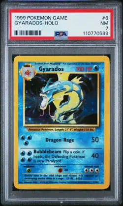 1999 POKEMON BASE SET UNLIMITED #6 GYARADOS-HOLO PSA 7 - Image 1