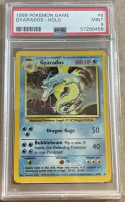 PSA 9 MINT - Gyarados 1999 Base Set Unlimited 6/102 Holo Pokemon TCG - Image 1