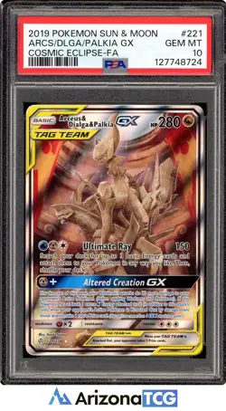 Pokemon 2019 Arceus Dialga Palkia GX 221 Alt Art Cosmic Eclipse GEM MINT PSA 10 - Image 1
