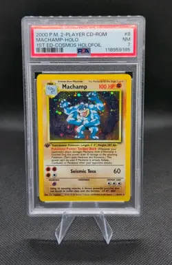 2000 POKEMON 2-PLAYER CD-ROM STARTER SET 1ST ED COSMOS FOIL MACHAMP-HOLO PSA 7 - Image 1