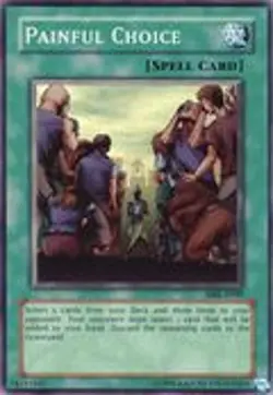 YUGIOH PAINFUL CHOICE SUPER RARE NEAR MINT MRL-E049 - Image 1