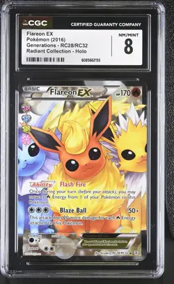CGC 8 Flareon EX 2016 Generations RC28/RC32 Radiant Collection Holo Pokemon Card - Image 1