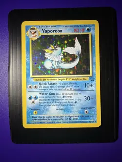 Pokemon TCG Vaporeon Holo Rare Card 12/64 Jungle Set, Vintage 1999 LP - Image 1