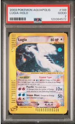 Pokemon Card Lugia Holo Secret Rare 149/147 Aquapolis crystal, PSA 2 GOOD .WOTC - Image 1