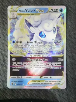 ALOLAN VULPIX V STAR - 034/195 - SILVER TEMPEST - ULTRA RARE - POKEMON CARD - Image 1