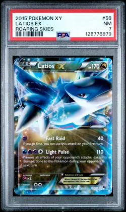 2015 POKEMON XY ROARING SKIES #58 LATIOS EX PSA 7 - Image 1