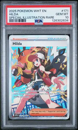 2025 POKEMON WHT EN-WHITE FLARE SPECIAL ILLUSTRATION RARE #171 HILDA PSA 10 - Image 1