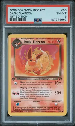2000 POKEMON ROCKET 1ST ED #35 DARK FLAREON PSA 8 - Image 1