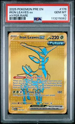 2025 POKEMON PRE EN-PRISMATIC EVOLUTIONS HYPER RARE #176 IRON LEAVES EX PSA 10 - Image 1
