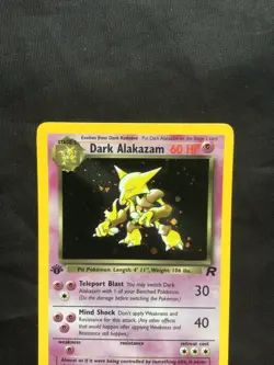 Pokemon Cards: Team Rocket 1st Edition Rare Holo: Dark Alakazam 1/82 - Image 2