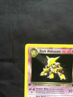 Pokemon Cards: Team Rocket 1st Edition Rare Holo: Dark Alakazam 1/82 - Image 3