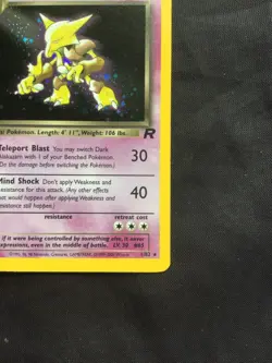 Pokemon Cards: Team Rocket 1st Edition Rare Holo: Dark Alakazam 1/82 - Image 5