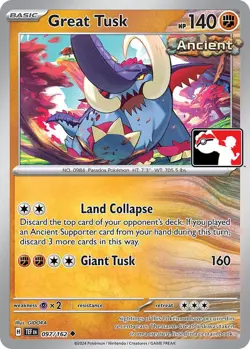 Great Tusk - 097/162 - Prize Pack Series Cards - Pokemon TCG - NM - Image 1