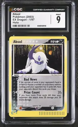 CGC 9 MINT Absol 2003 EX Dragon 1/97 Holo Pokemon Card - Image 1