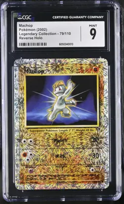 CGC 9 MINT Machop Legendary Collection 79/110 Reverse Holo Pokemon Card - Image 1