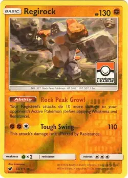 Regirock - 53/111 - Pokemon TCG League & Championship Cards - LP - Reverse Holo - Image 1
