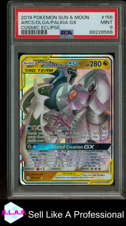 ARCEUS & PALKIA & DIALGA GX POKEMON 156/236 2019 COSMIC ECLIPSE HOLO EN PSA 9 - Image 1