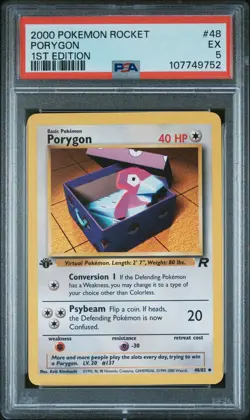 2000 POKEMON ROCKET 1ST ED #48 PORYGON PSA 5 - Image 1