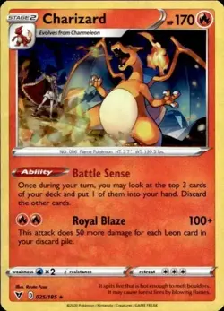 CHARIZARD - 025/185 - Pokemon TCG Vivid Voltage - NM - Cracked Ice Holo Rare - Image 1