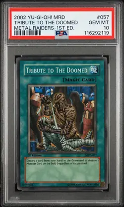 PSA 10 Tribute to the Doomed MRD-057 Super Rare 1st Edition YUGIOH - Image 1