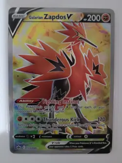 Pokemon TCG Galarian Zapdos V Sword & Shield Chilling Reign Holo Card 173/198 - Image 1