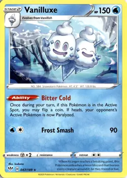 Vanilluxe 047/189 Darkness Ablaze Rare Regular LP Pokemon Card - Image 1