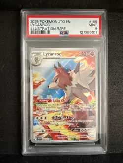 Lycanroc Holo Illustration Rare Card 166/159 Sv09: Journey Together PSA 9 - Image 1