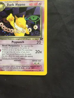 Pokemon Cards: Team Rocket 1st Edition Rare Holo: Dark Hypno 9/82 - Image 5