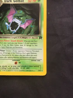 Pokemon Cards: Team Rocket 1st Edition Rare Holo: Dark Golbat 7/82 - Image 5
