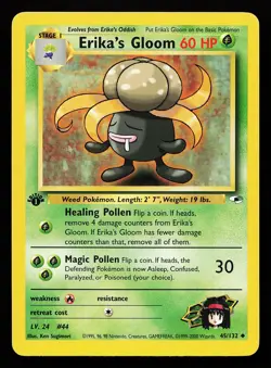 Erika's Gloom 45/132 1st Edition Gym Heroes Pokemon Card - Image 1