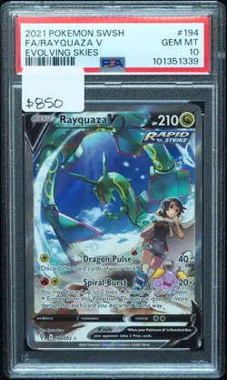 Rayquaza V 194 PSA 10 Gem Mint Evolving Skies Pokemon Card - Image 1