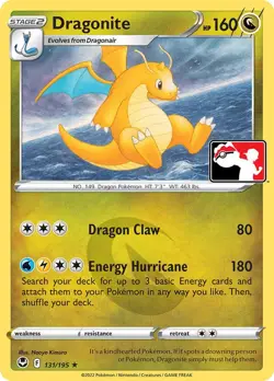 Dragonite - 131/195 - Pokemon TCG - Prize Pack Series Cards - LP - Rare - Image 1