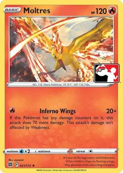 Moltres - 021/172 - Pokemon TCG - Prize Pack Series Cards - LP - Rare - Image 1