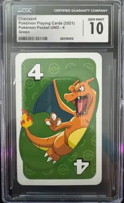 CGC 10 CHARIZARD POKEMON POCKET UNO GREEN PLAYING CARDS 2021 - Image 1