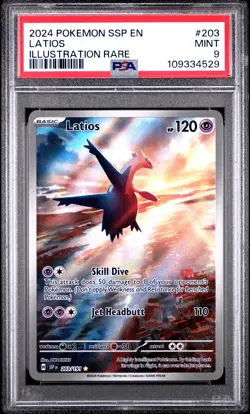 2024 POKEMON SSP EN-SURGING SPARKS ILLUSTRATION RARE #203 LATIOS PSA 9 - Image 1