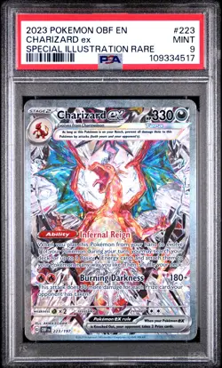 2023 POKEMON OBF EN-OBSIDIAN FLAMES SPECIAL ILLUSTRATION RARE CHARIZARD EX PSA 9 - Image 1