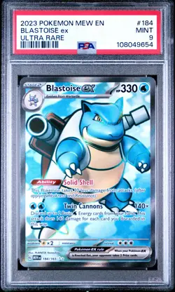2023 POKEMON MEW EN-151 ULTRA RARE #184 BLASTOISE EX PSA 9 - Image 1